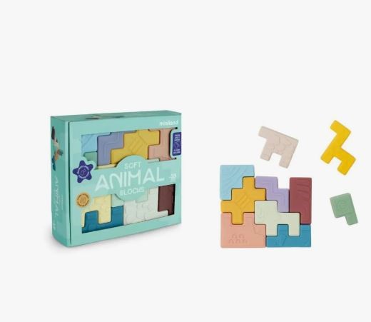 Puzzle pour bébé en blocs danimaux souples Miniland